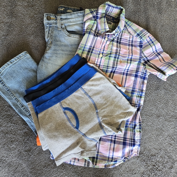 Boys Bundle Sz 8 Cat & Jack Jeans Polo Ralph Lauren Shirt 4pr Underwear - Picture 1 of 6
